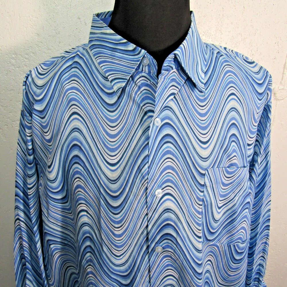 Beyond the Limit Vintage Y2K Club Shirt Men's Size 2XL Techno Swirl Ocean Waves